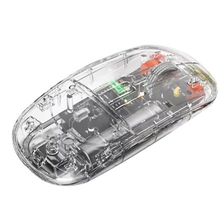2400DPI Bluetooth Mouse Full Transparent Cool Silent Dual Mode 2.4G500Ah Rechargeable Ergonomic Universal Silver