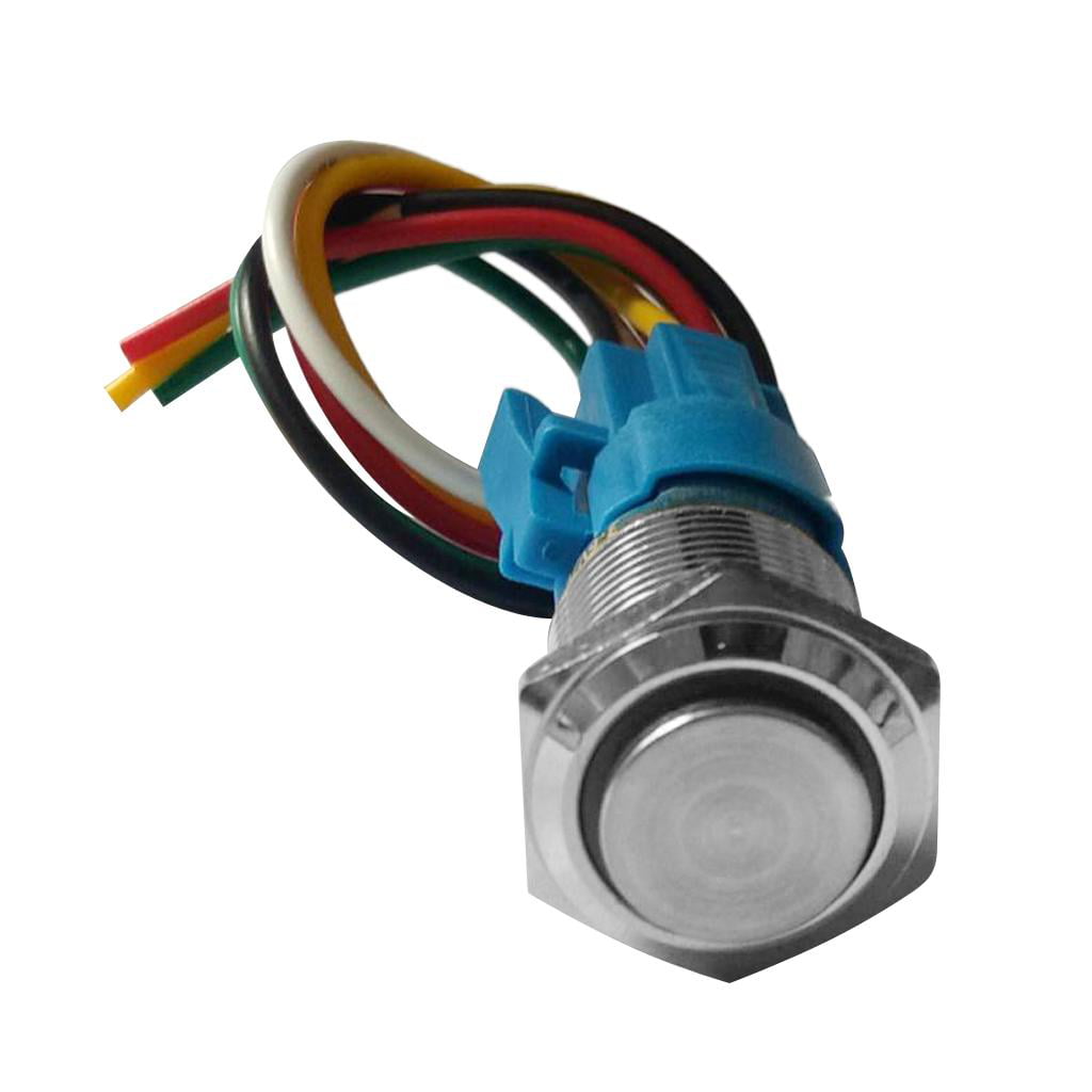 220V LED illuminated 250V 5A Self-Lock Push Button Switch with Wire Adaptor 