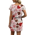 thumbnail image 4 of Women s Casual Valentine Heart Print Dress V Neck Short Sleeve Drawstring Waist with Pockets Soft Comfortable Loungewear Nightgown for Home Daily Wear Multiple Colors, 4 of 6