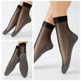 thumbnail image 6 of Prolriy Sheer Socks Women, 6 Pairs Women's Solid Patterned Cotton Bottom Non Socks Breathable Socks Mid Socks for Women Black, 6 of 9