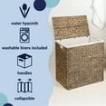 thumbnail image 3 of happimess BSK2009B Sawyer 24" Classic Farmhouse Handwoven Hyacinth 2-Section Collapsible Laundry Hamper with Washable Liner, Handles, and Lid, Brown, 3 of 8