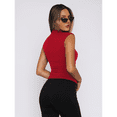 thumbnail image 4 of Tops Cortos Sin Mangas para Mujer, Camisetas Sin Mangas Fruncidas con Cuello Alto, Camisetas para Salir Y2K, Camisetas Ajustadas Lisas. Rojo S, 4 of 7