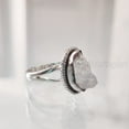 thumbnail image 2 of Rainbow Moonstone Ring, Rough Moonstone Gemstone Ring, June Birthstone, Bohemian Band, 925 Sterling Silver, Womens Ring, Christmas, Thanksgiving, Handmade, Statement Jewelry, Rough Gemstone Jewelry, 2 of 6