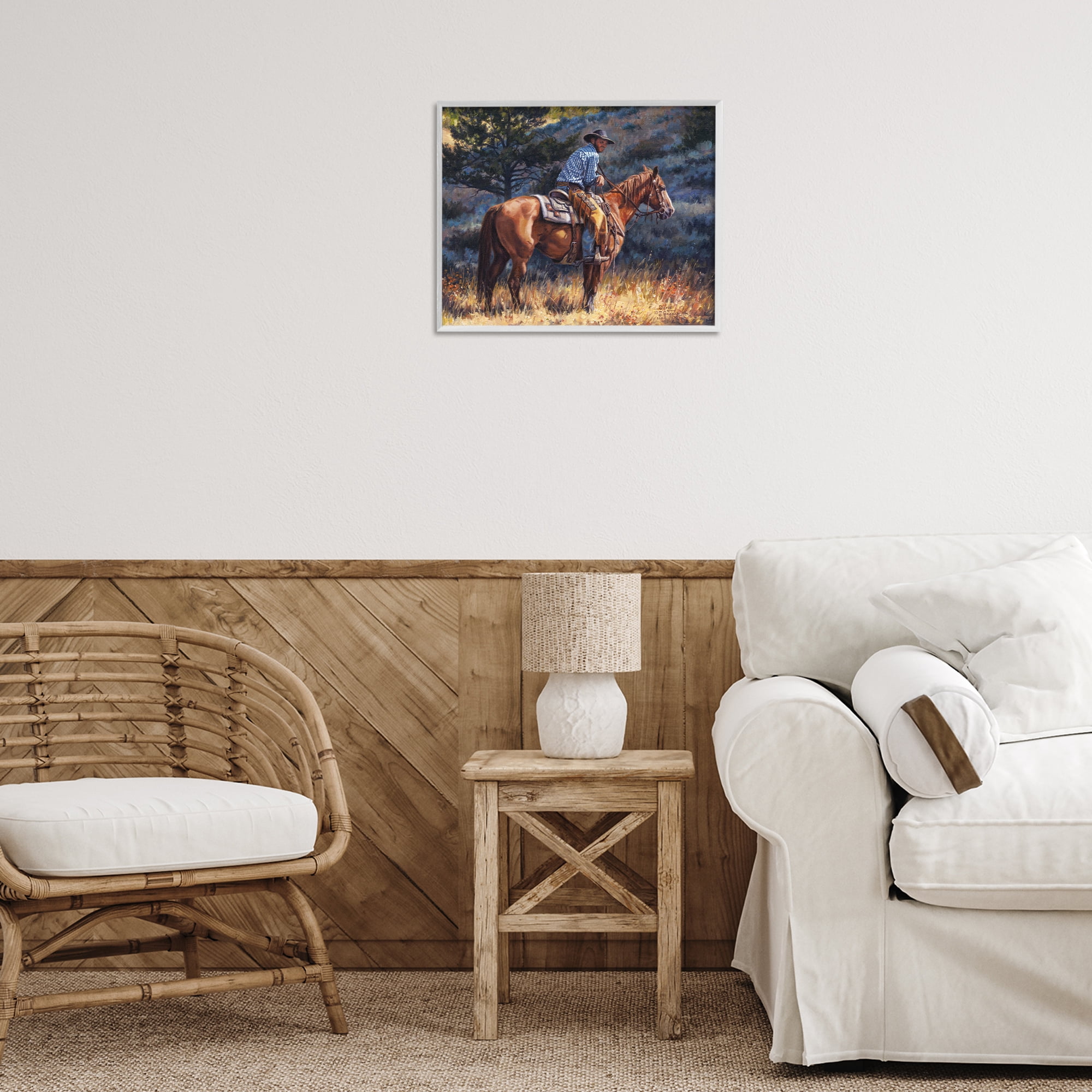 Stupell Industries Early Start Cowboy Animals & Insects Painting White Framed Art Print Wall Art, 20 x 16