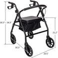 thumbnail image 5 of Folding Rollator Walker with Seat, Steel Rolling Walker with 8" Wheels & Storage Bag, Supports up to 286.6lbs, Medical Walker, 5 of 16