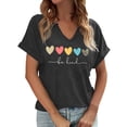 thumbnail image 1 of T-Shirts Stylés pour Femmes, Manches Courtes Décontractées, Col en V, T-Shirts Graphiques Polyvalents pour le Quotidien pour et, 1 of 4