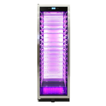 Vinotemp - 141-Bottle Single Zone Wine Cooler with Backlit Panel and Left Hinge - Silver