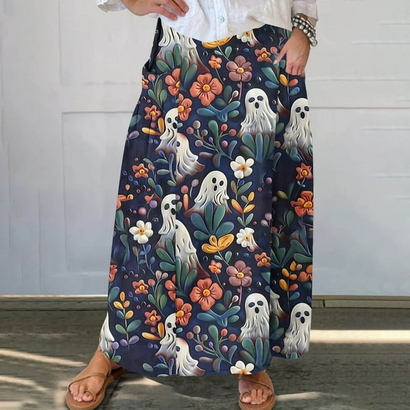 WXLWZYWL Maxi Skirts for Women Ankle Length Skirt Casual Long Skirt High Waisted Maxi Skirt Reg and Plus Size Skirt Long Skirt with Pockets