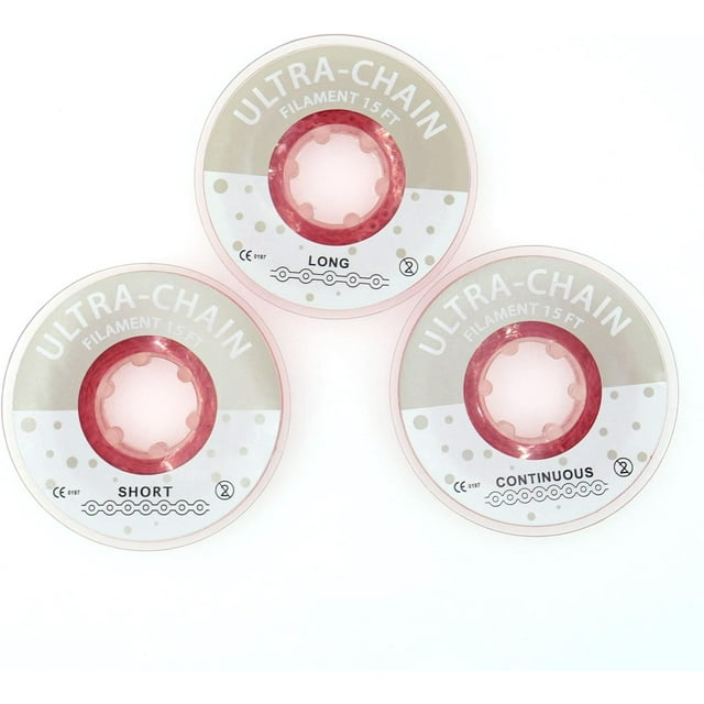 FUIODA 1 Rouleau/15 Pi Chaînes Dentaires Orthodontiques Élastiques Chaînes Dentaires Élastiques Ultra Puissance Chaîne en Caoutchouc Longue Courte Fermée (Rouge, Continu)