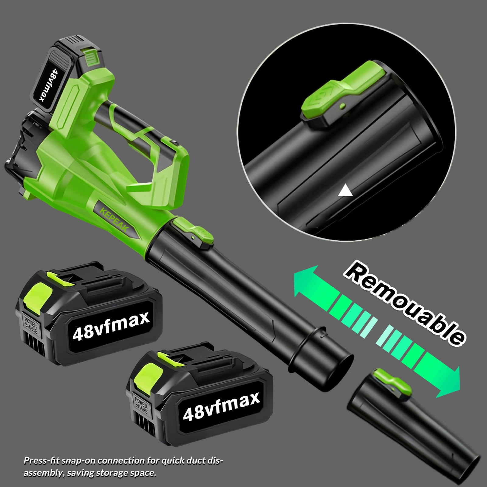 Cordless Leaf Blower 21V 440W 47m/s, Brushless Motor with 2 X 1300mAh Batteries and Nylon Carry Bag