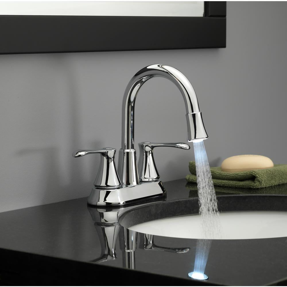 Homewerks Two Handle Bathroom Faucet with LED Aerator in Chrome