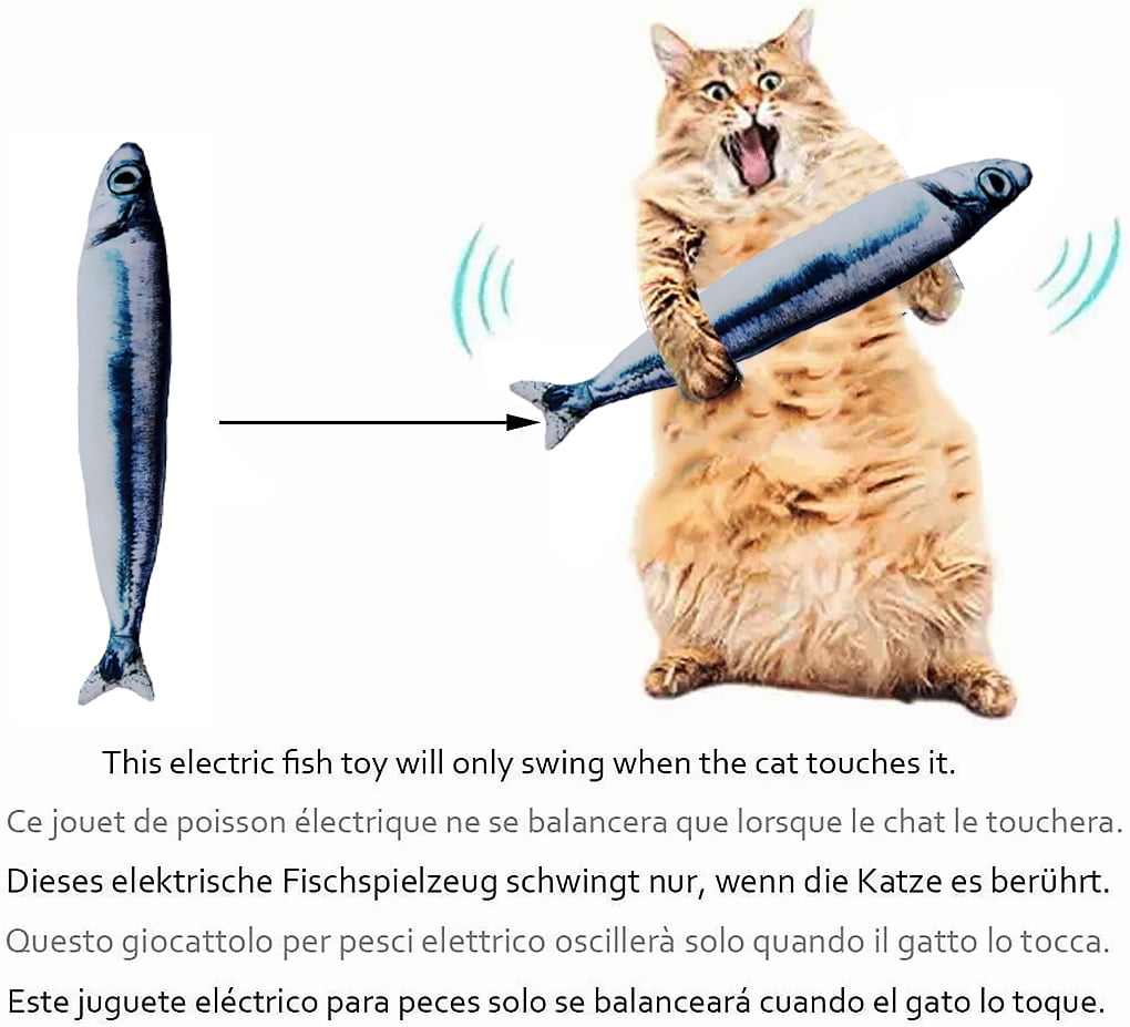 Hi Fancy Electric Moving Fish Cat Toy Realistic Plush Simulation Wagging Fish Cat Kicker Toys Funny Interactive Pets Walmart Com