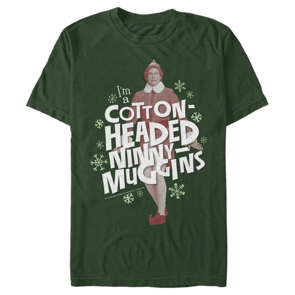 Men's Elf Cotton-Headed Ninny Muggins Buddy Graphic Tee Dark Green 3X Large