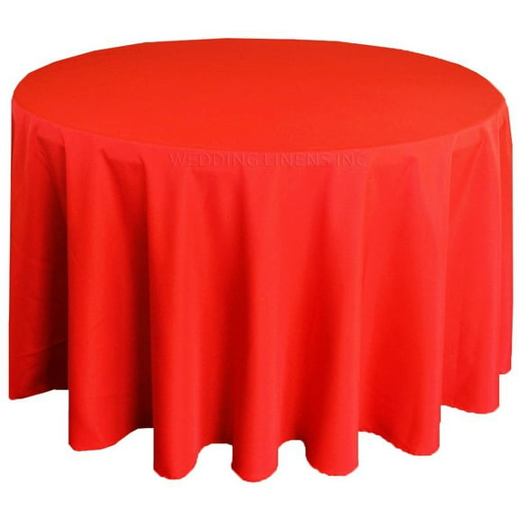 Wedding Linens Inc. 132'' Round Premium (200 GSM) Polyester Linen Tablecloth - Red