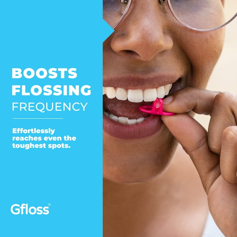 Gfloss Hands-Free Dental Floss Picks, 40 Count, BPA-Free, Non-Toxic, Pink