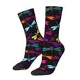 thumbnail image 2 of Uemuo Colorful Dragonflies Pattern Women's Crew Socks, Soft Durable Breathable Moisture-Wicking with Odor Control Cotton socks, 2 of 9