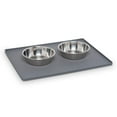 thumbnail image 2 of Messy Mutts & Cats Silicone Non-Slip Pet Bowl Mat with Raised Edge | 16” x 12” Dog/Cat Bowl Mat with Spill-Proof Lip | Cool Grey, 2 of 3