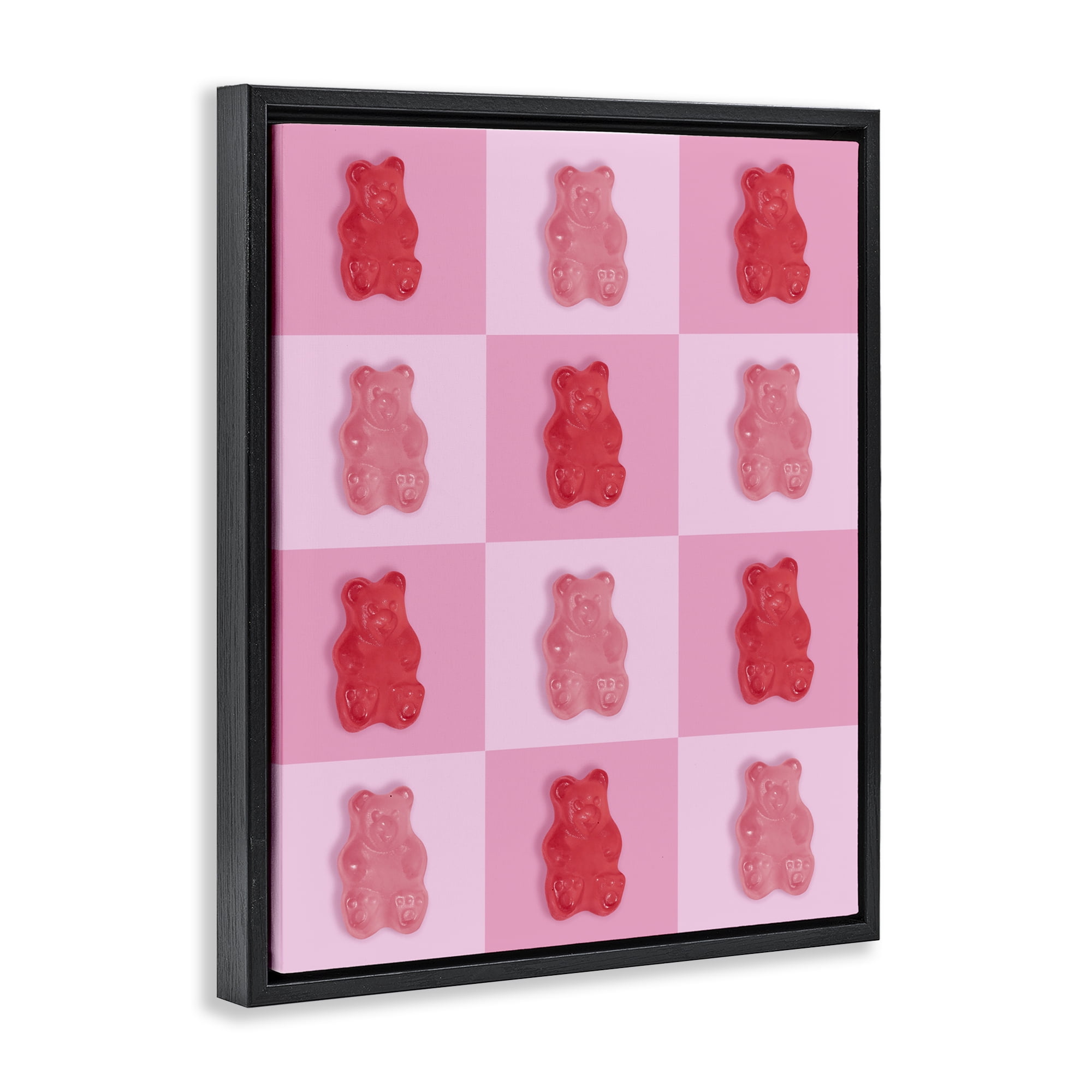 Stupell Industries Pink & Red Candy Bears Black Framed Floater Canvas Wall Art, design by LISH Creative