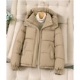 thumbnail image 6 of Women's Thickened Puffer Jacket, Bread Loaf Style Winter Warm Coat, Quilted Cotton Padded Outerwear, Lightweight Cold Weather Jacket, Casual Thermal Insulated Parka Khaki XXL, 6 of 9