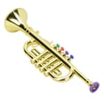 thumbnail image 4 of Trompeta infantil de plástico dorado recubierto para niños en edad preescolar, juguete musical, instrumento de viento, 4 of 14