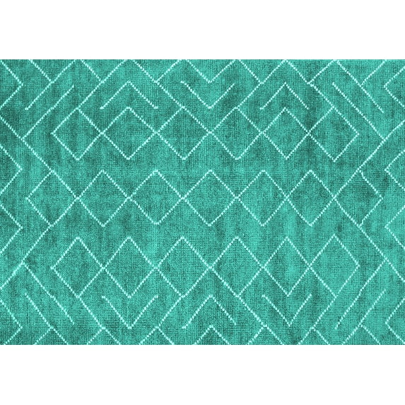 Ahgly Company Machine Washable Indoor Rectangle Abstract Turquoise Blue Contemporary Area Rugs, 4' x 6'