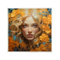 Stupell Industries Woman with Intense Gaze Botanical & Floral Painting Unframed Art Print Wall Art, 12 x 12