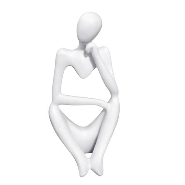 Estatua creativa europea de resina blanca y elegante para decoración de mesa. Usando la mano derecha