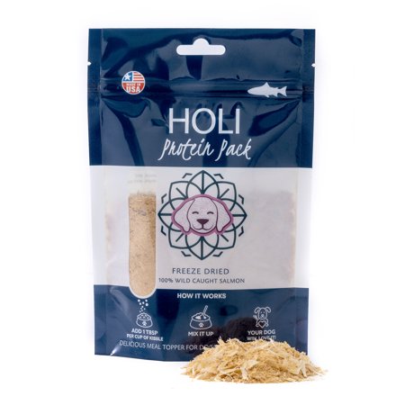 UPC: 0850020648320 | HOLI Freeze Dried Salmon Dog Food Topper – Single Ingredient – Made in USA – Human-Grade – 100% All Natural