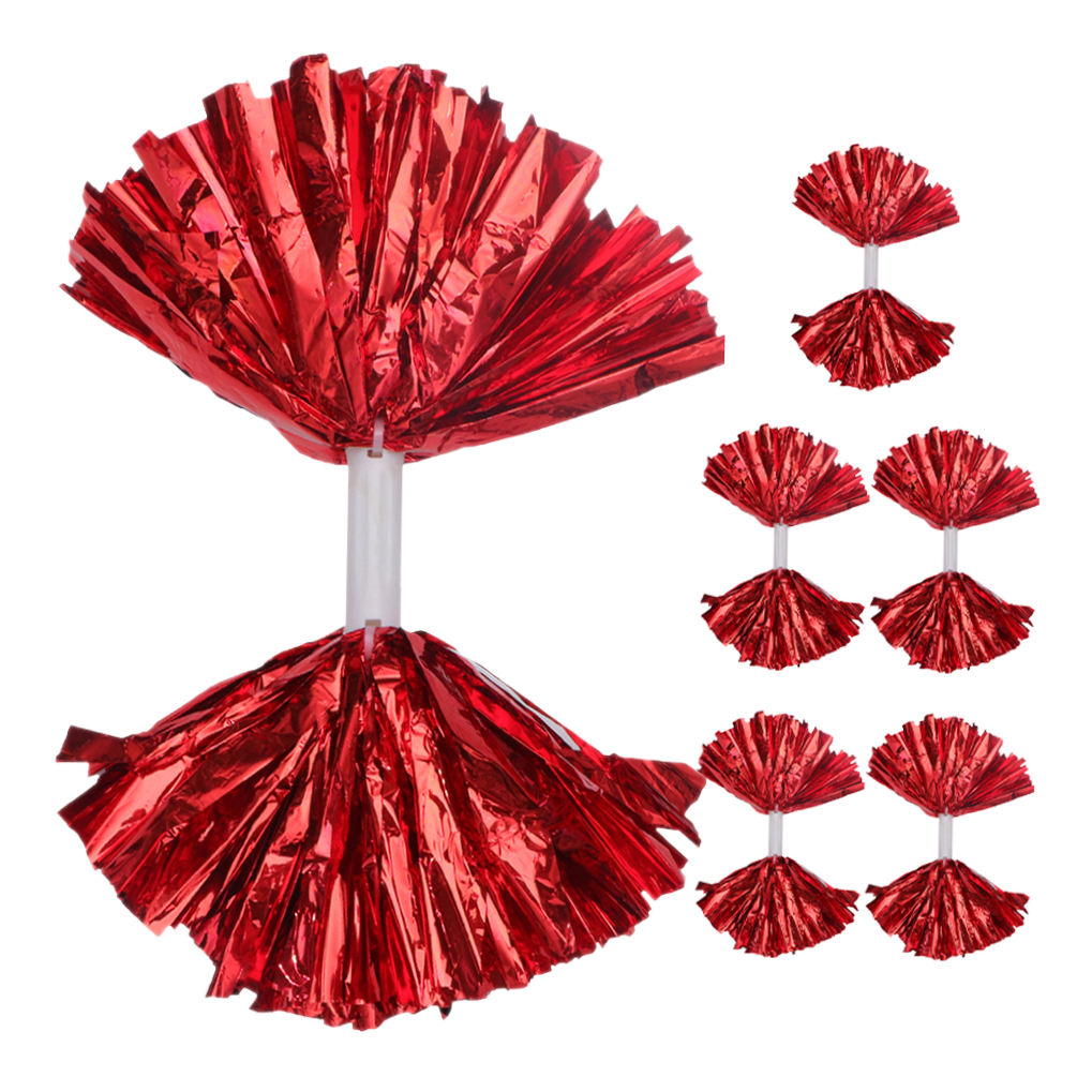 HONMEET Red Cheerleading Pom Poms, Set of 4 Lightweight Plastic Handheld Spirit Pom Poms for Sports and Dance