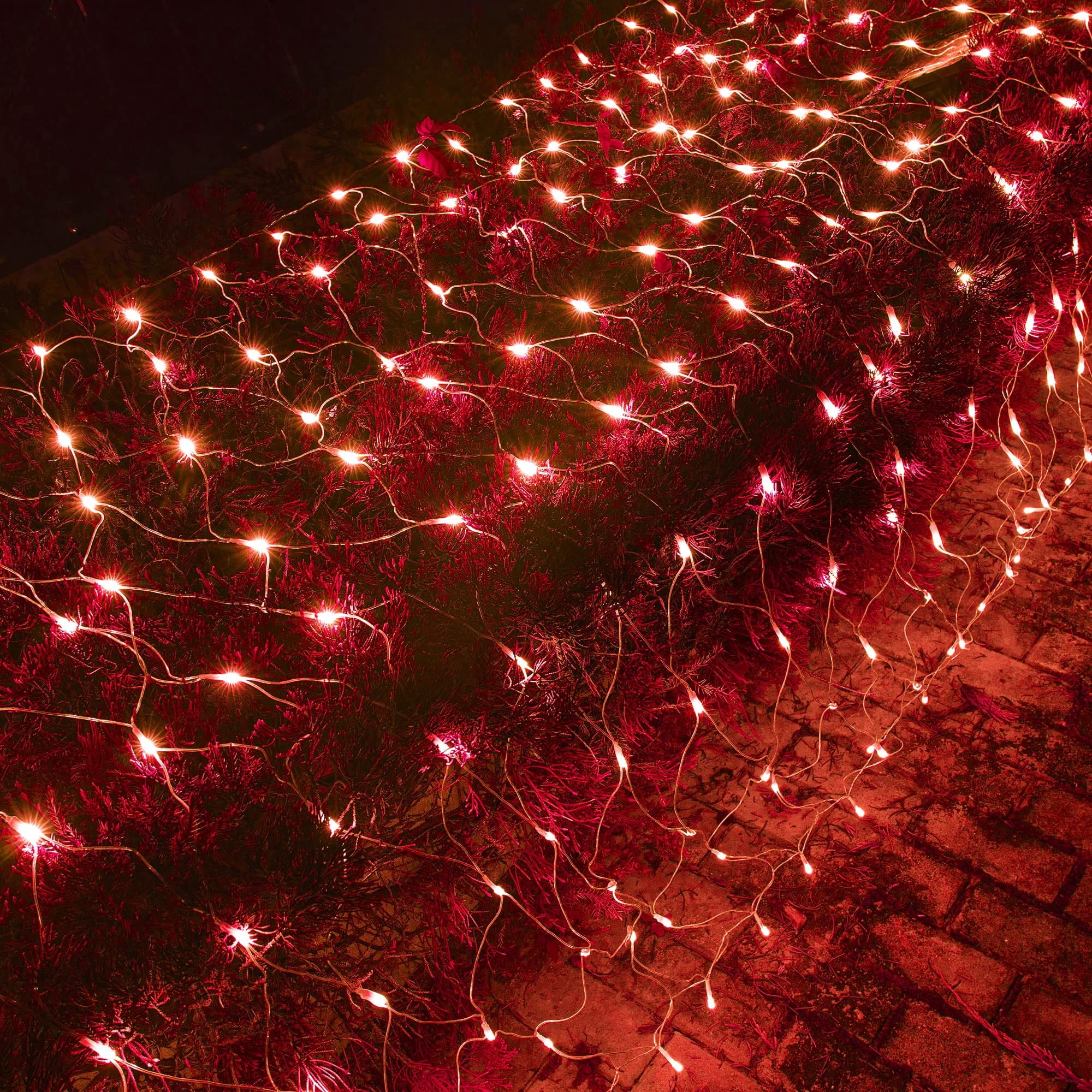 Net Mesh String Lights Waterproof ,8 Lighting Modes, Outdoor Christmas Decorative Lights, for Indoor Outdoor, Curtain, Christmas Tree, Holiday, Party(9.84 Ft x 6.6 Ft 144 LED, Red)