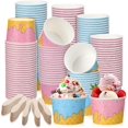 thumbnail image 2 of Bowls MATICAN Paper Cups - 50-Count 11-Oz Disposable Dessert Bowls For Hot Or Cold Food, 11-Ounce Party Supplies Treat Cups For Sundae, Frozen Yogurt, Soup, Rose Gold Foil Polka Dots Ice Cream 2 of 9