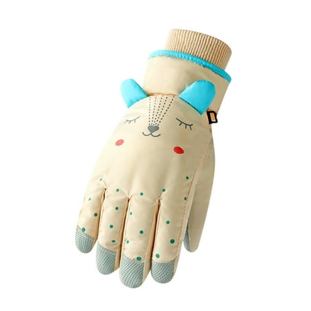 

Dadaria Little Girls Gloves Warm 6-12T Winter Gloves for Kids Boys Girls Snow Windproof Mittens Outdoor Sports Skiing Beige L Boys Girls