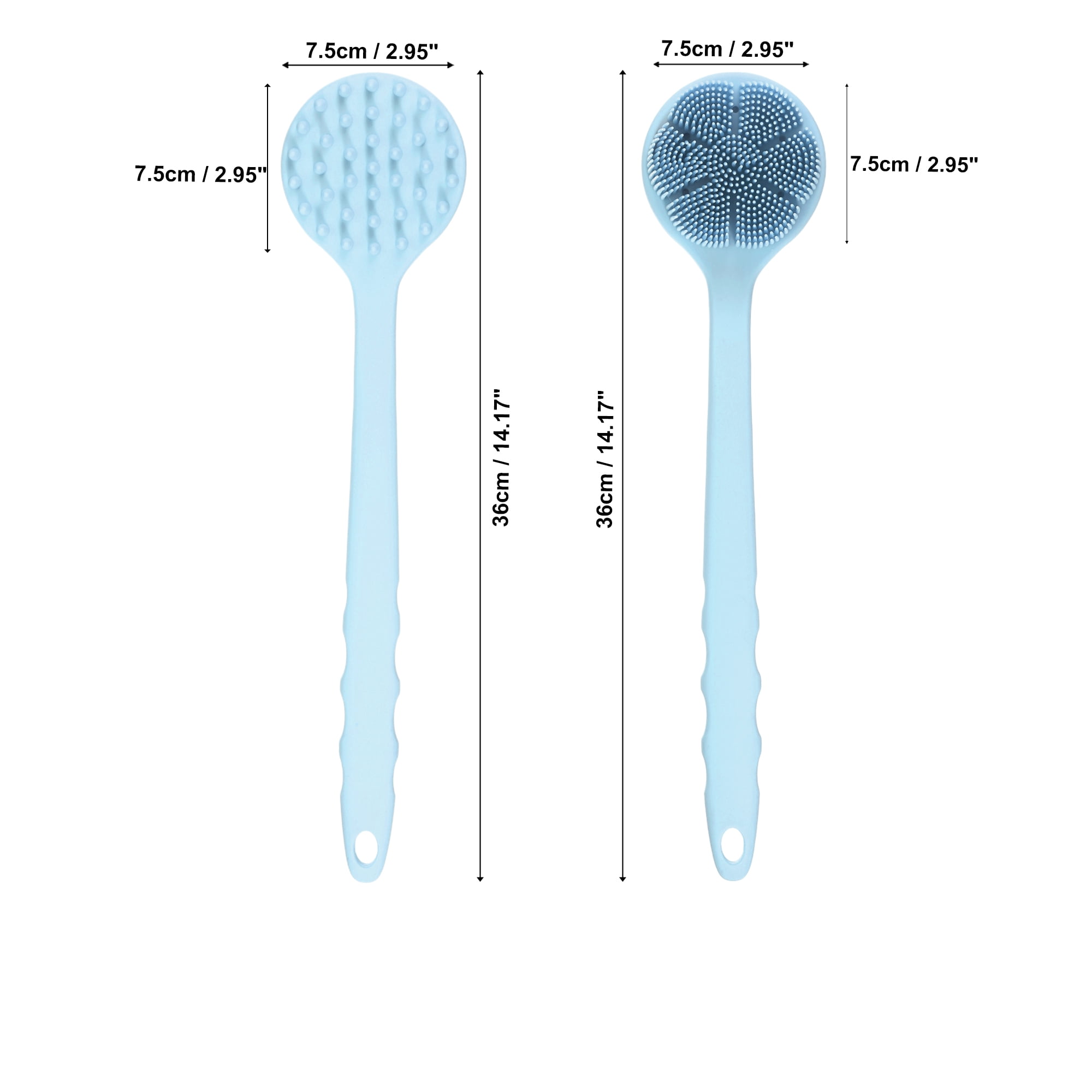 Double Side Long Handle Bath Brush Back Scrubber for Bath 14.17 Length 1 Pc Blue