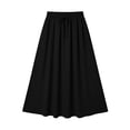 thumbnail image 4 of Hvogkswy Womens Midi Skirt, Solid Color Drawstring Elastic High Waist A-Line Skirts Soft Loose Outdoor Activities Ladies Summer Fashion Casual Skirt, 4 of 7