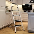 thumbnail image 4 of EFINE 4 Step Ladder, Slim Folding Design Step Stool, High Grade Steel with Smooth Powder Coating, Sturdy and Lightwight, Holding up to 330lbs. (White), 4 of 7