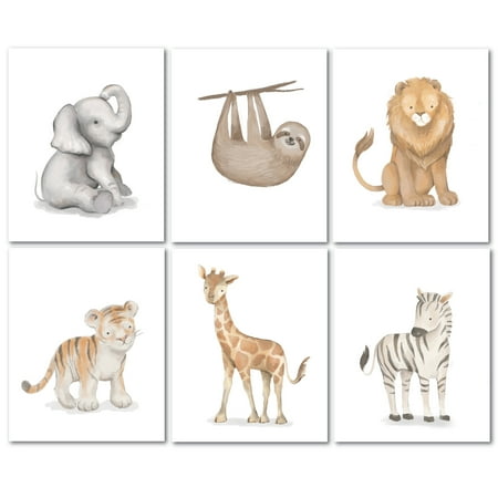 UPC: 0084122011854 | Lambs & Ivy Watercolor Safari Jungle Animals Unframed Nursery/Child Wall Art
