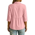 thumbnail image 7 of Feancey Womens Peplum Button Down Shirt Cotton Linen 3/4 Sleeve Collared Shirts Loose Fit Casual Babydoll Tops 2026 Fall Fashion Pink S, 7 of 7