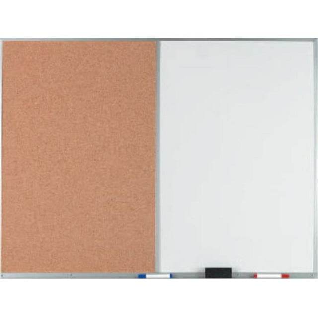 Aarco Products WCO3648 Combination Corkboard-Melamine Markerboard - Red Oak Frame