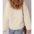thumbnail image 5 of Female Quilted Jacket Casual Winter Open Front Button Down Puffer Coat Outwear Cardigan Cream White L, 5 of 7