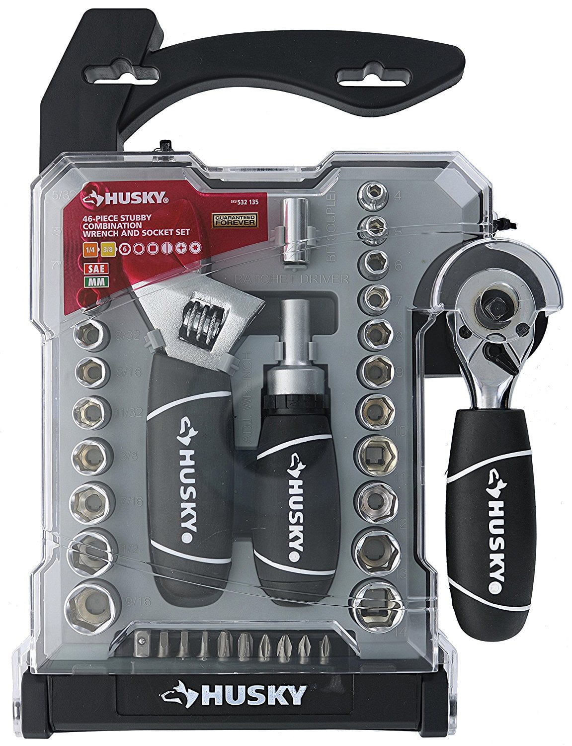 Husky H4PCSTS StubbyHandled Combination Adjustable Wrench and Socket