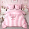 thumbnail image 2 of Erosebridal Soft Satin Bow Ribbon King Bedding for Girls, Romantic Floral Print King Bed in a Bag, Pink Reversible 7 Pieces, 2 of 6