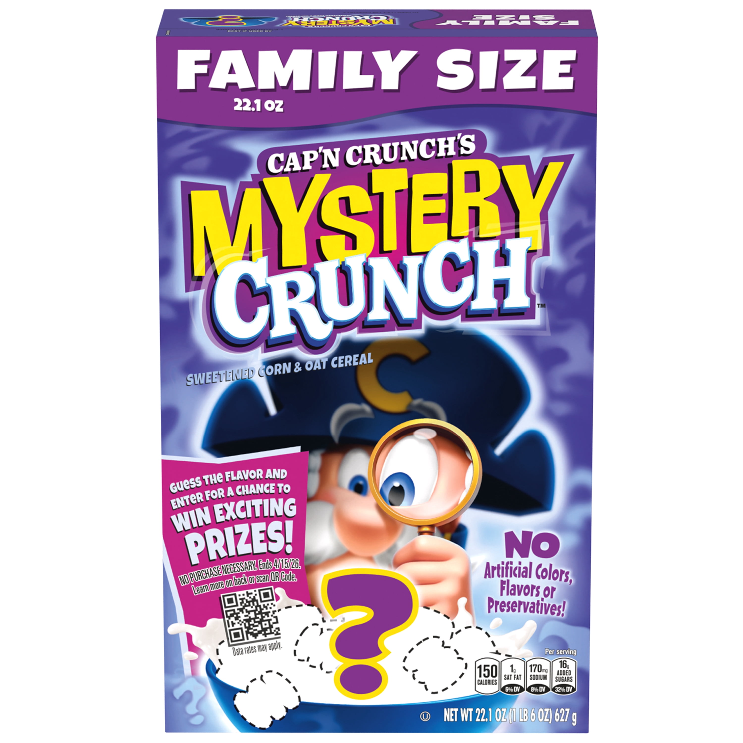 Cap'n Crunch Mystery Sweetened Corn and Oat Cereal Family Size with Crunchy Texture 22.1 oz