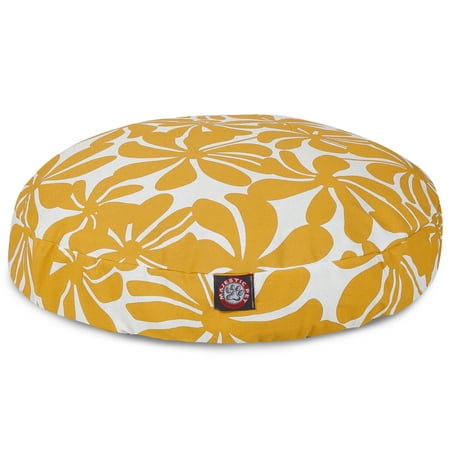 UPC: 0788995510161 | Majestic Pet Plantation Round Dog Bed Treated Polyester Removable Cover Yellow Large 42 x 42 x 5