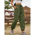 thumbnail image 5 of KelaJuan Women Cargo Pants Solid Color Drawstring Elastic High Waist Loose Trousers Sweatpants Bottoms with Big Pockets, 5 of 6