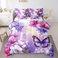 thumbnail image 1 of Erosebridal Ensembles de Literie Papillons Violets Grand Lit, Ensemble de Lit Tout-en-un Grand Lit, Réversible, 7 Pcs, 1 of 4