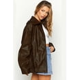 thumbnail image 2 of USTRADEENT Women's Oversized 100% Lambskin Motorcycle Plus Size Moto Biker Leather Coat, 2 of 3