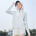 thumbnail image 2 of CFLVAEK Womens UV Sun Protection Hoodie UPF 50+ Long Sleeve Full Zip Sun Jacket Summer Outdoor Hiking Fishion Shirts with Pockets, 2 of 7