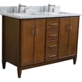 thumbnail image 4 of MCM 49" Solid Wood Double Rectangle Sink Vanity in Walnut/White Carrara, 4 of 11