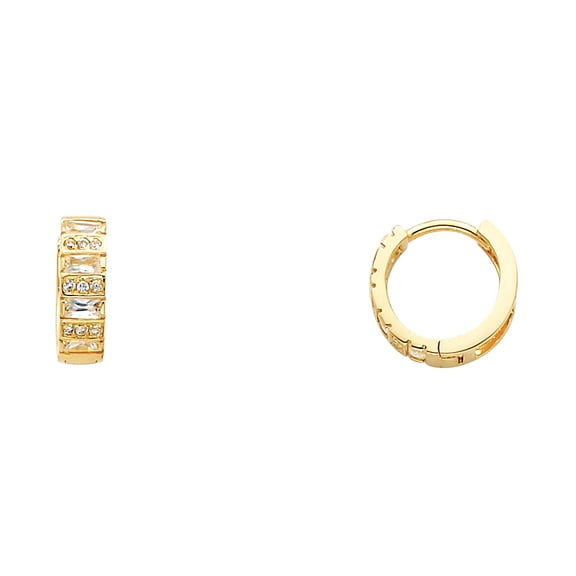 14k Yellow Gold High Polish Rectangle Hoop Huggie Hoop Earrings Jewelry Female Unisex