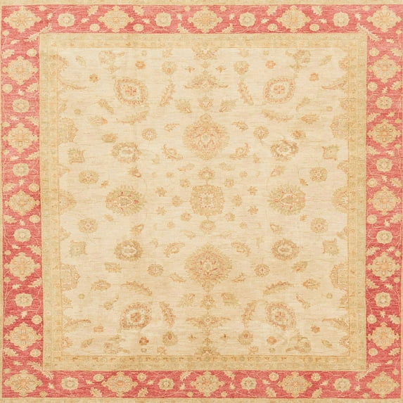 Ahgly Company Machine Washable Indoor Square Abstract Brown Gold Area Rugs, 3' Square
